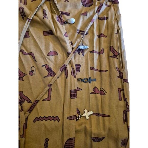 AS•HRO Vintage 90s Y2K Egyptian Charm Wrap Hieroglyphics Graphic Skirt Tan Sz M - Picture 2 of 7
